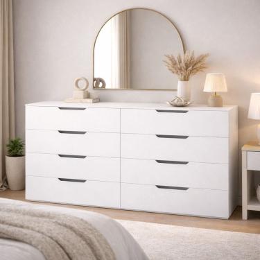 Imagem de Cômoda para Quarto 8 Gavetas 150cm Madri Branco