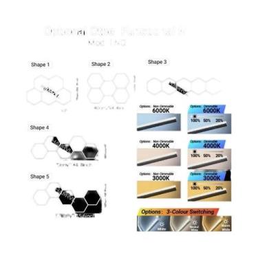 Imagem de Luminária LED Hexagonal Regulável Para Garagem Com Mudança De Cor 3000