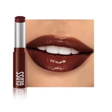 Imagem de HHLTOH 1 batom de manteiga marrom escuro, protetor labial matizado, batom hidratante brilhante para mulheres, brilho nutritivo e hidratante para lábios secos, delineador labial leve, maquiagem vegana