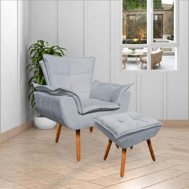 Imagem de Poltrona Decorativa Pés Palito Charger Suede Cinza - Gran Belo