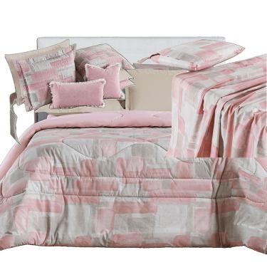 Imagem de Kit Coordenado Edredom, Cobre Leito e Lençol Sensuale Super King Quadri 8 Peças - 80% Algodão, 20% Poliéster