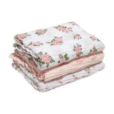 Imagem de Cueiro Swaddle Estampado Com 3 Pçs Floral 1,20m X 1,20m Papi
