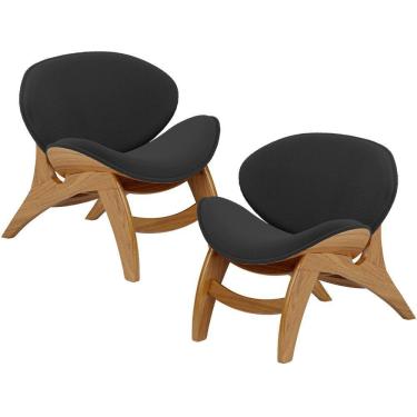 Imagem de Kit 2 Poltronas Decorativa Orgânica Sala Living Kadosh L02 Bouclê Preto