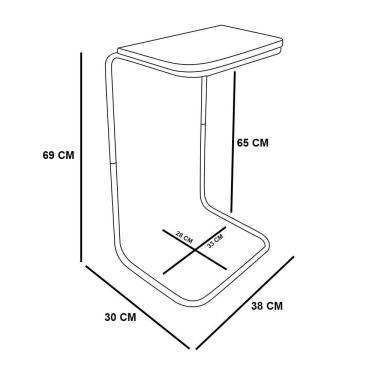 Imagem de Mesa Lateral Tampo Preto Multiuso Para Sofá Base Bronze Drossi
