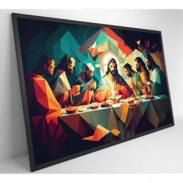 Imagem de Quadro Jesus Cristo E A última Ceia Medidas 60x40 Cm Impressão Adesivo Fotográfico