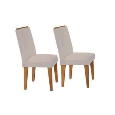 Imagem de Kit 2 Cadeiras Sala Jantar Lunara 2 Un Imbuia-capuccino-suede Creme - Rufato