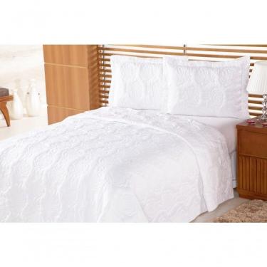 Imagem de Cobre Leito Pratic Rosas Queen 3 Pecas - Branco