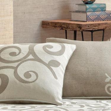 Imagem de Almofada Decorativa Turin Quadrada Com Refil 58% Algodão / 42% Poliéster - Arabesco Bege