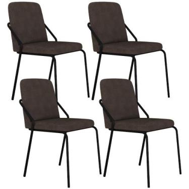 Imagem de Kit 04 Cadeiras Estofada Para Sala de Jantar Loft Preto C01 Bouclê Mar