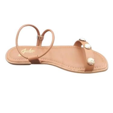 Imagem de Sandália Rasteira Julia Alves Pedra Brilhante Original, Ámbar, 37