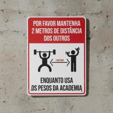 Imagem de Placa Acm Por Favor 2Metros Pesos Academia 18X23 - Sinalizo