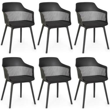 Imagem de Kit 6 Cadeiras de Jantar Estofada Marcela - Preto - Magazine Decor