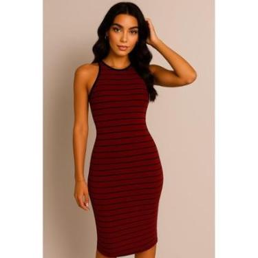 Imagem de Vestido Midi D Bell Outlet Fashion Listrado Vermelho-Feminino