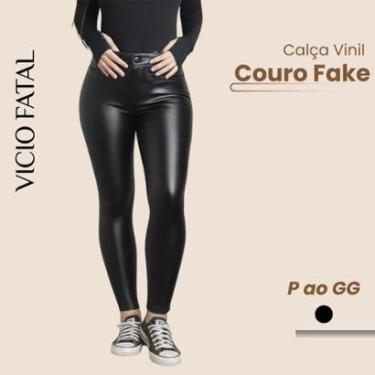 Imagem de Calça Feminina Skinny Vinil Couro Fake Forrada-Feminino