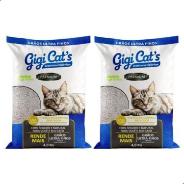 Imagem de Kit 2 Areia Higiênica Gato Premium Gigi Cat's Ultra Fina 4kg