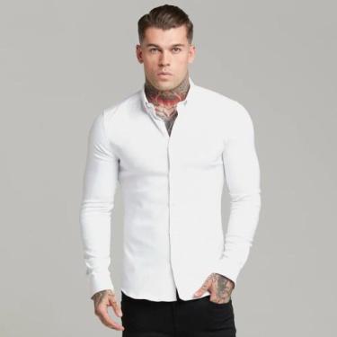 Imagem de Camisa Social Masculina Manga Longa Slim Fit - Volgue, Branco, G