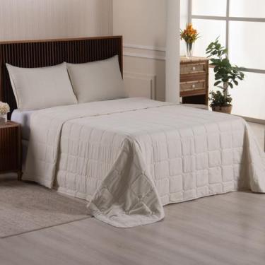 Imagem de Cobre Leito Queen 400 Fios Dupla Face Matelado 03 Peças Speciale Bege 