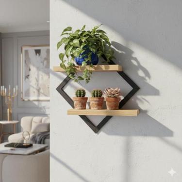 Imagem de Prateleira Nicho Decorativo Diamante Pinus Para Casa e Sala - PRIMANTO