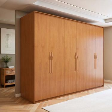 Imagem de Guarda-Roupa Casal 6 Portas 6 Gavetas 100% MDF Suavitá Amêndoa Clean