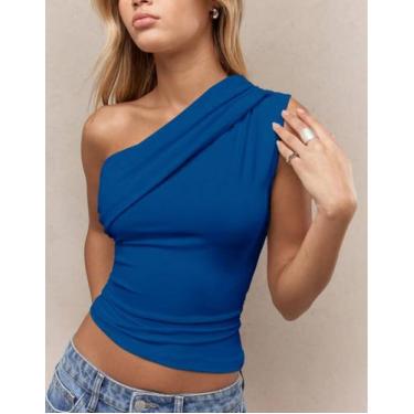 Imagem de Blusa Blusinha Um Ombro Só Feminina Drapeada Moda Casual Elegante - Sw