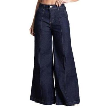 Imagem de Calça Jeans Sawary Super Wide Leg Petit - 282628 - Azul medio 42-Feminino