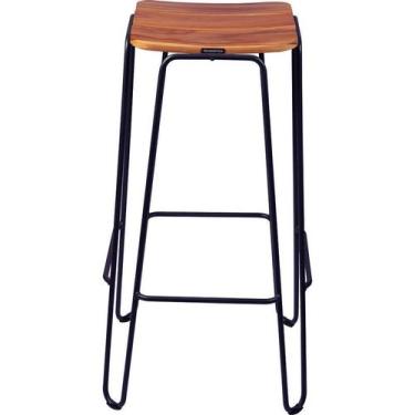 Imagem de Banco Alto em Madeira Tarsila Estrutura em Aço Carbono Ecoclear Grafit