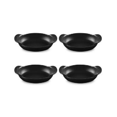 Imagem de CONJUNTO 4 ASSADEIRAS LE CREUSET OVAL GOURMAND 15CM EM FERRO FUNDIDO BLACK MATTE 20503150000425