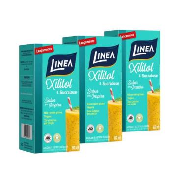 Imagem de Adoçante Líquido Xilitol e Sucralose 60ml Linea - Kit 3 Un