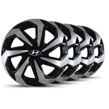 Imagem de Jogo 4 Calota Spider Aro 14 Prata/preto Hyundai Hb20 Hb20x - ELITTE MO
