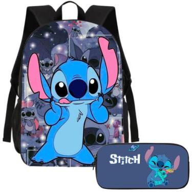 Imagem de Kit Mochila e Estojo Escolar Stitch Volta as Aulas - Genérica
