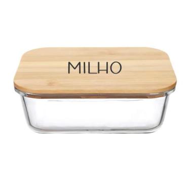 Imagem de Pote Hermético Vidro e Tampa de Bambu (600 ml) Milho - Casa Vitá, Milh