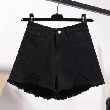 Imagem de Shorts Jeans Desfiados com Cintura Alta - Estilo Coreano Y2K para Mulh