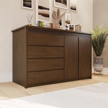 Imagem de Cômoda 2 Portas 4 Gavetas Mdf Polidoro - Móveis Bettio
