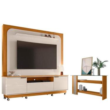 Imagem de Estante Home Theater Nilo com Rodízios com Aparador Frizz Cinamomo Off