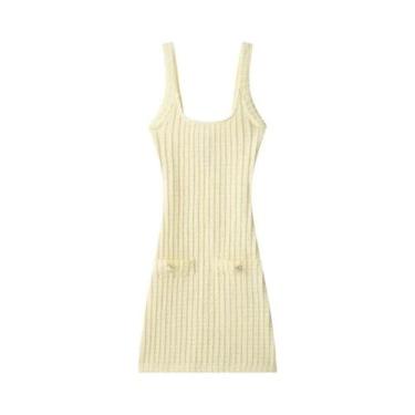 Imagem de Vestido Mini Tricotado Sem Mangas Para Mulheres, Vestido De Praia Body