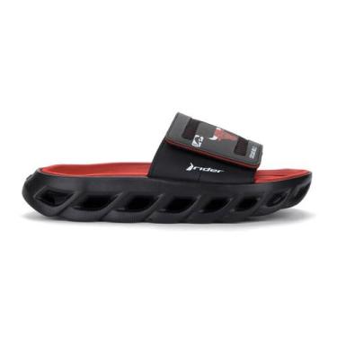 Imagem de Chinelo NBA Slide Rider Masculino R Power 12514, Preto, Vermelho, 39