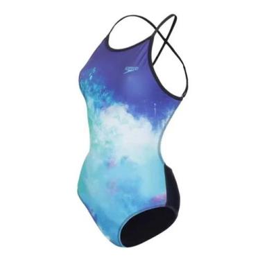 Imagem de Maiô de Natação Adulto Colors Fest Blue Speedo, Azul, Branco, P