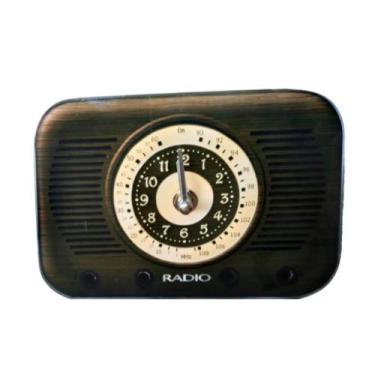 Imagem de RELÓGIO DE MESA MODELO RÁDIO  ANTIGO 18,5x12,5x4,5CM MARROM. - BOM YEA