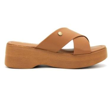 Imagem de Tamanco Via Uno Original Salto Plataforma Flat Feminino 005, 38, Camel