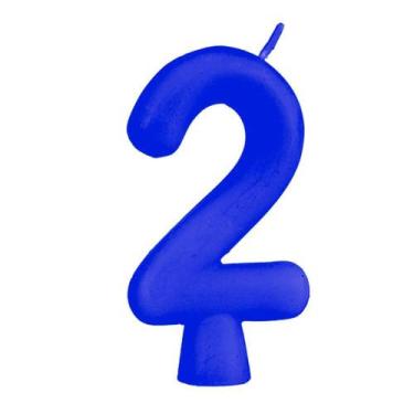 Imagem de Vela de Aniversário Numeral Solid Colors - Regina, 2, Azul