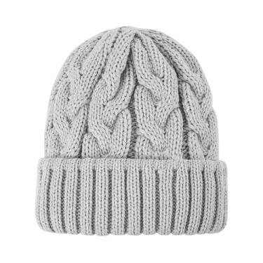 Imagem de Gorro Feminino De Inverno Quente De Tricô Feito À Mão, Gorro Grosso El