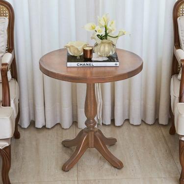Imagem de Mesa Lateral De Canto Rústica Com Borda Pé Torneado