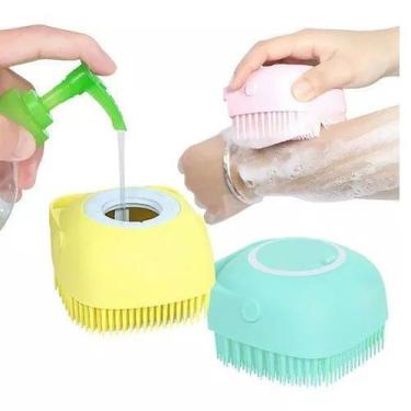 Imagem de Esponja de Banho Massageadora de Silicone com Dispenser para Shampoo p