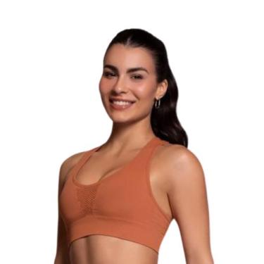 Imagem de Top Selene Sem Costura E Sem Bojo Fitness, Caramelo, M