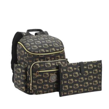 Imagem de Mochila Bolsa Maternidade Hello Kitty Com Trocador - Seanite, Preto