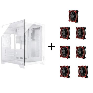 Imagem de Gabinete Gamer Aquario Clarity Branco Vidro + 7 Fans LED - Fortrek, Ve