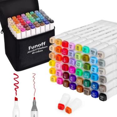 Imagem de Marcadores Artísticos Funoff 48 Cores Dupla Ponta Tinta à Base de Álco