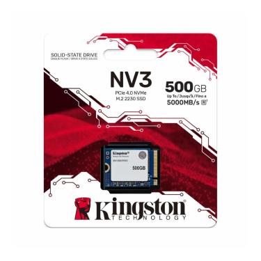 Imagem de SSD M.2 500GB Kingston NV3 Mini - NVMe - Formato 2230 - Leitura 5.000MB/s - Gravação 3.000MB/s