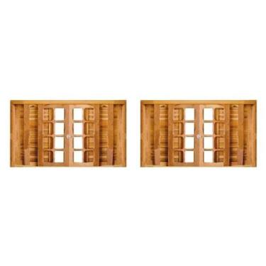 Imagem de Kit com 2 Janelas de Madeira Veneziana 140x100cm 6 Folhas Rodam Marrom