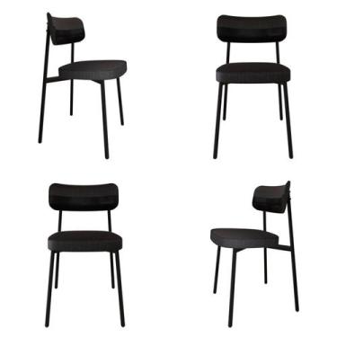 Imagem de Cadeira Alloa Fixa com 4 Pés 500 x 447 x 838 mm com 4 Unidades Preto/C